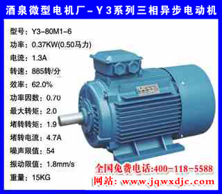 0.37KW ���� Y3ϵ�������첽�綯�� Y3-80M1-6
